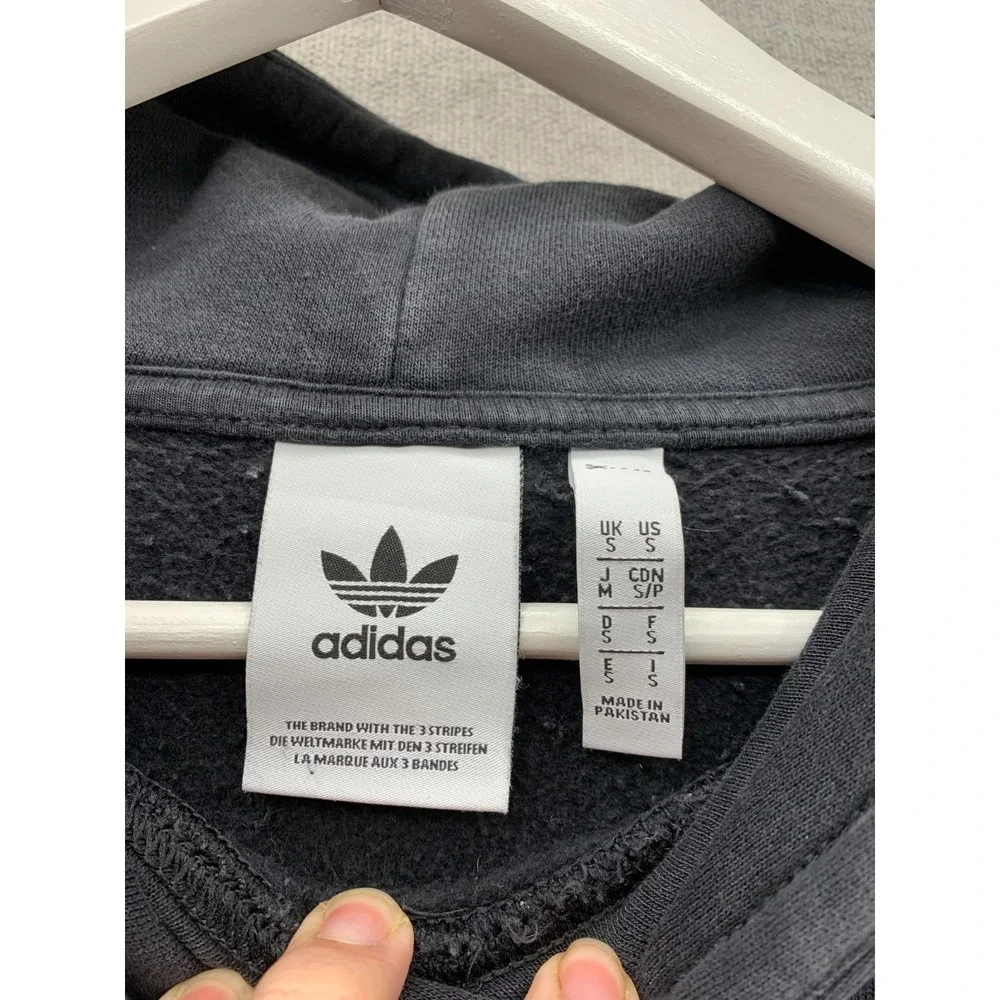 Adidas Originals Hoodie Mens Small‎ Black Colorblock Logo Print Fleece Lined